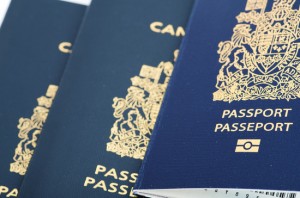 Canadian passports, two old and one new for child on top